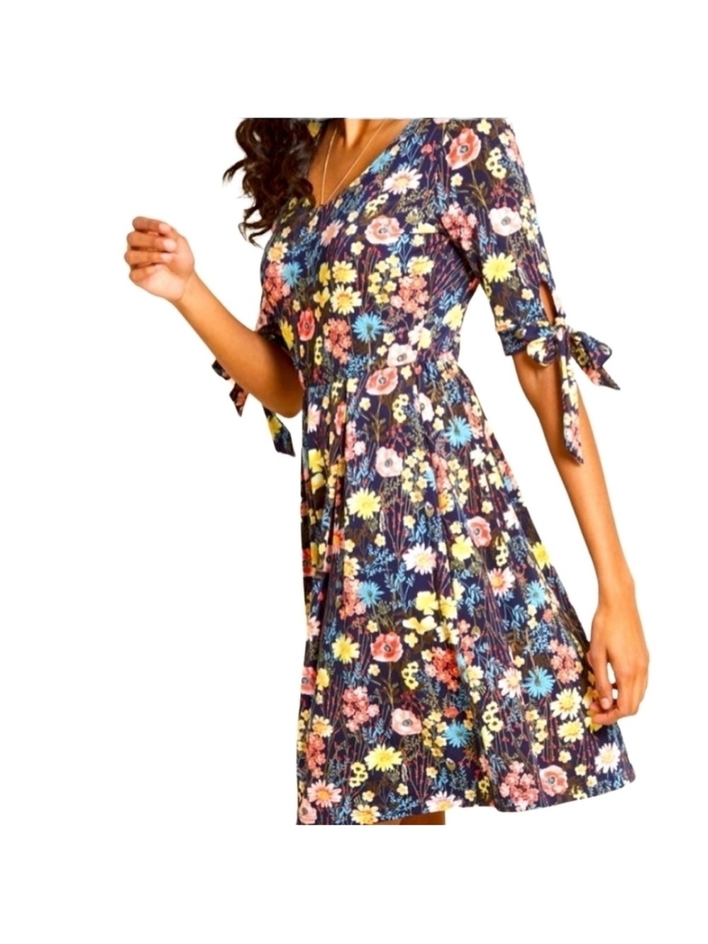 Gilli For Modcloth floral stretch jersey knee length dress 1x